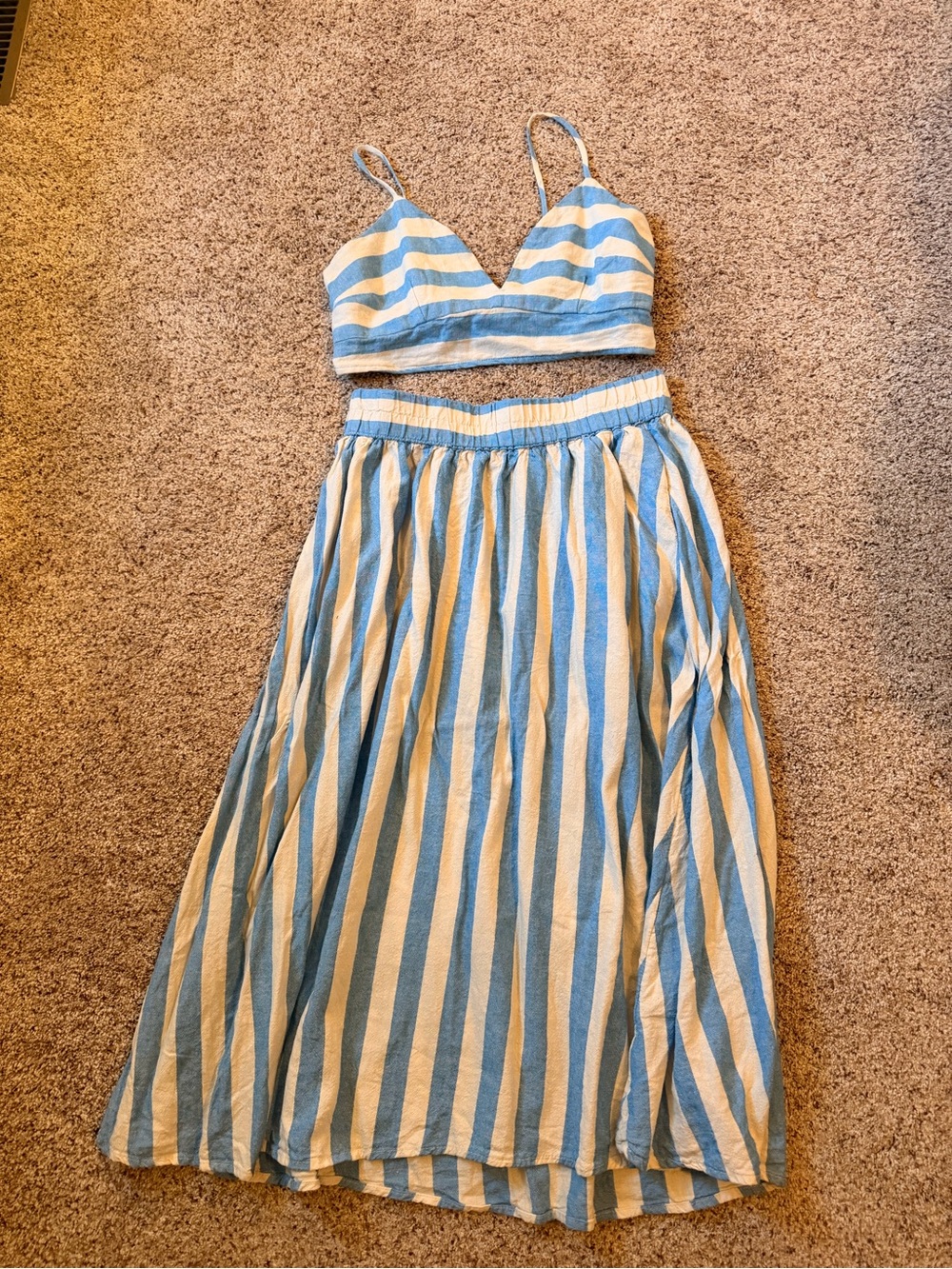 A New Day Striped MIDI skirt in Blue & Cream Size Small